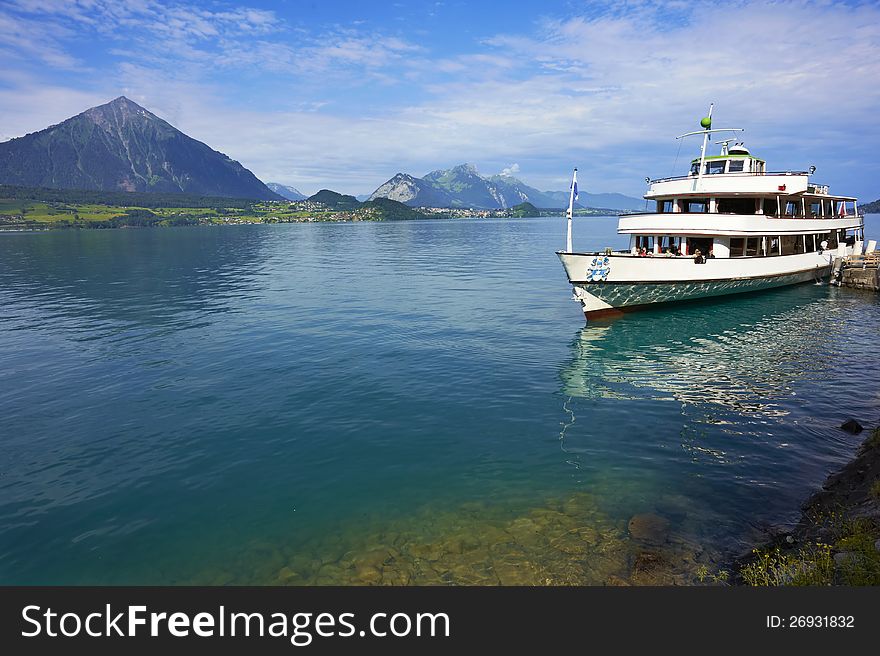 Passenger cruise boat, Lake Thun, Switzerland. Passenger cruise boat, Lake Thun, Switzerland