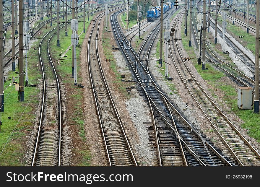 Confusing railway tracks at day