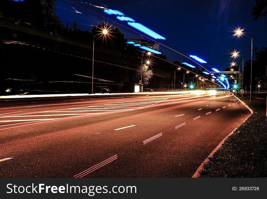 Night View In Riga City, Latvia, Europe