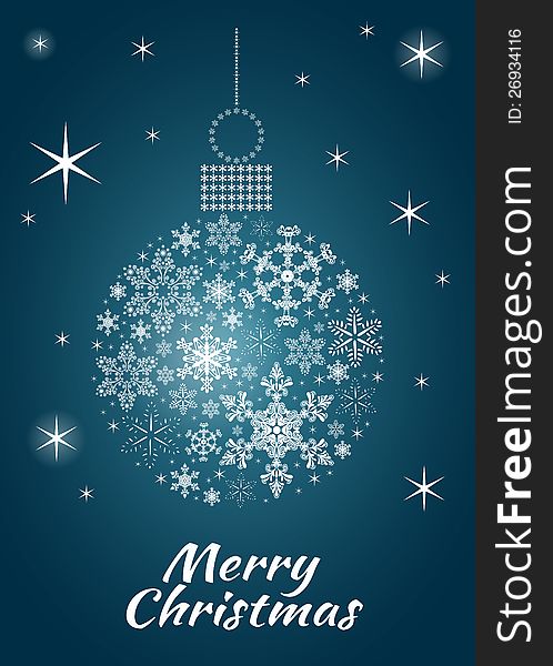 Vector illustration of a Snowflake Bauble with Merry Christmas message. Vector illustration of a Snowflake Bauble with Merry Christmas message.