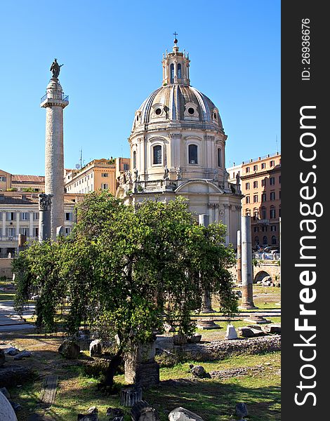 View of the old Roman Forum in Rome, Italy. View of the old Roman Forum in Rome, Italy