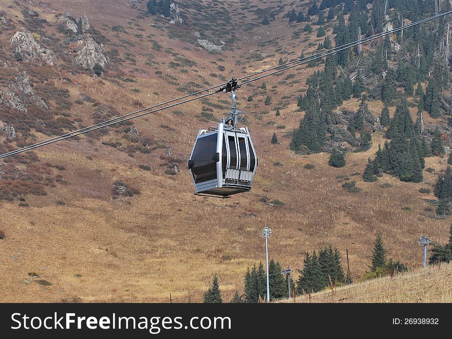 8-passenger gondola lift in Chimbulak Ski Resort, Kazakhstan near Almaty