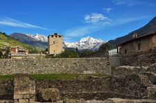 City Of Aosta, Italy. Roman Ruins Stock Photography City Of Aosta, Italy. Roman Ruins Stock Photography