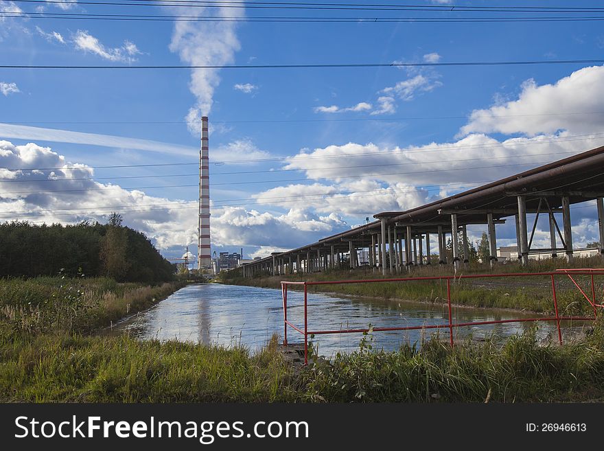 A view on power plant in landscape mode