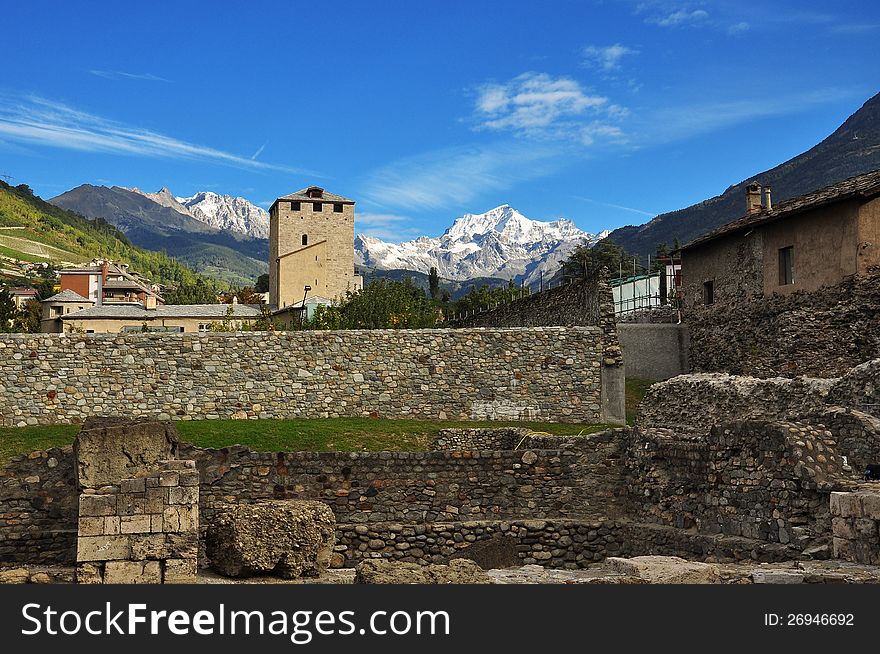 City Of Aosta, Italy. Roman Ruins