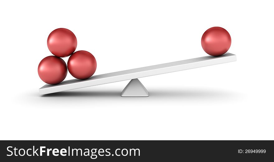 Three dimensional illustration of sesaw with spheres. Three dimensional illustration of sesaw with spheres
