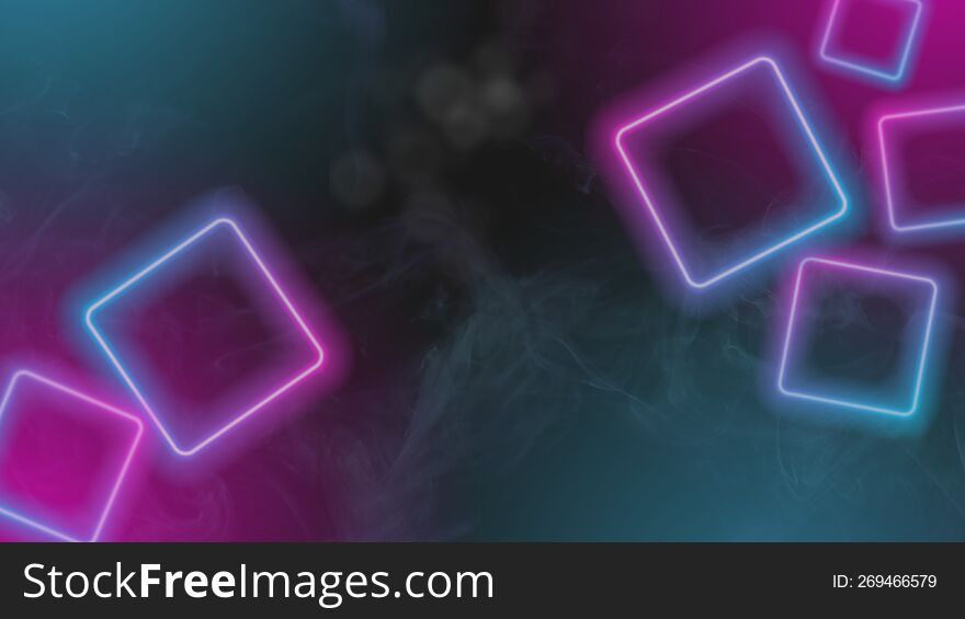 simple abstract background with smoke effect, simple square neon, light blue and pink Effect