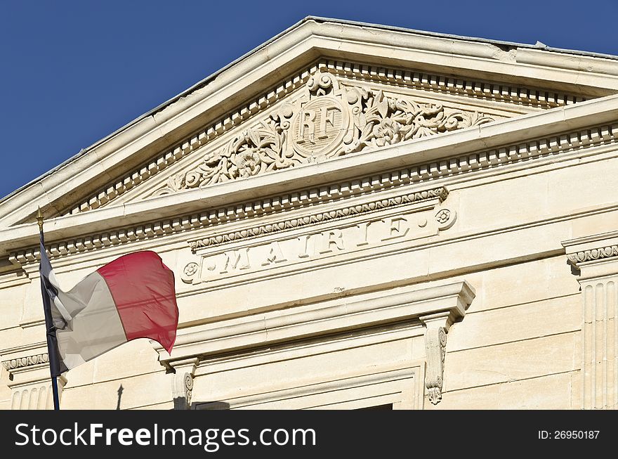 French city hall detail of architecture