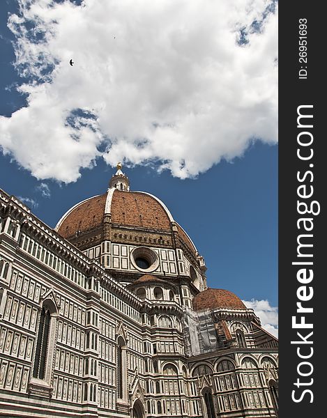 View of the dome and the church of St. Maria Novella in Florence