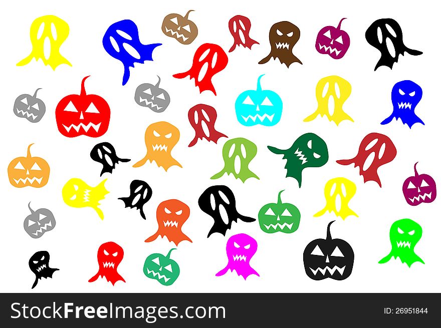 Colorful halloween ,jack-o'-lantern , cartoon,illustrator,graphic. Colorful halloween ,jack-o'-lantern , cartoon,illustrator,graphic