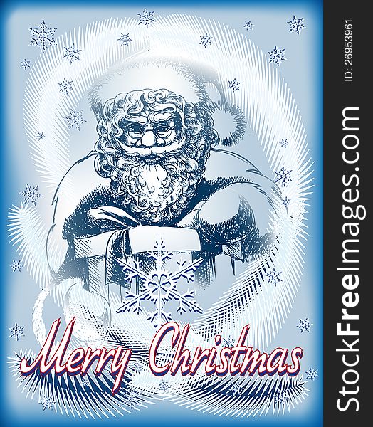 Christmas card with santa claus in vintage style. Christmas card with santa claus in vintage style