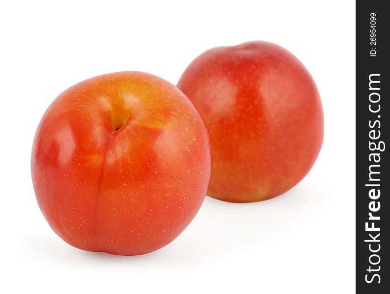Two Red Plums  On White