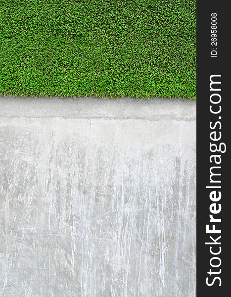 Artificial Grass On A Cement Wall