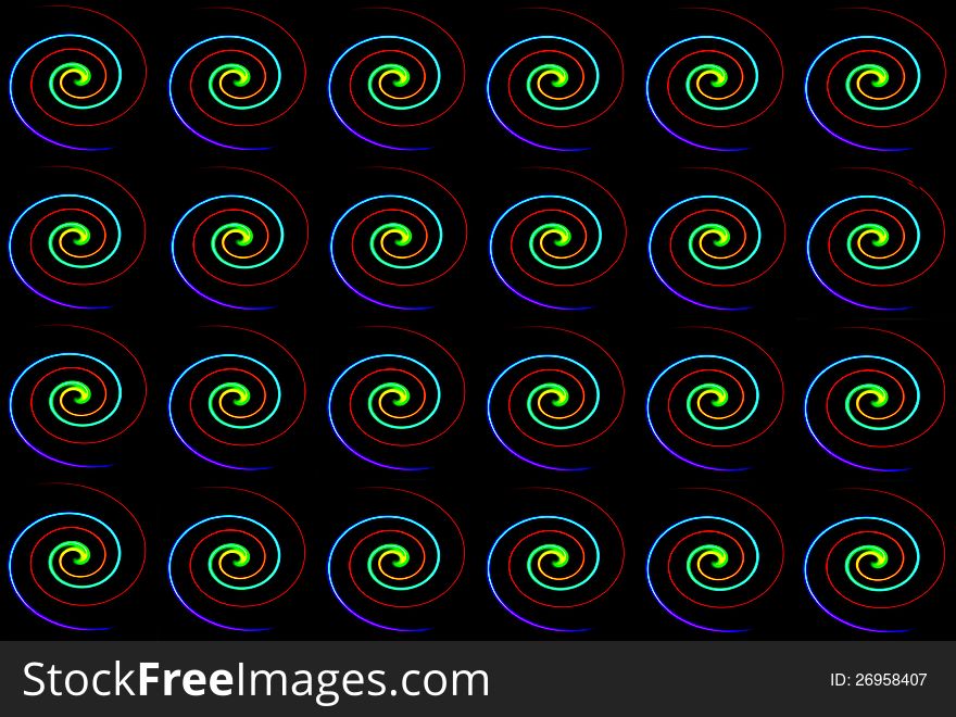 Twirls pattern isolated in pure dark background