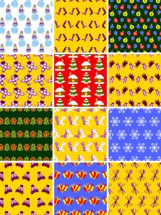 Set Of Christmas Seamless Patterns Stock Images Set Of Christmas Seamless Patterns Stock Images
