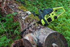 Chainsaw In Log Royalty Free Stock Photo Chainsaw In Log Royalty Free Stock Photo