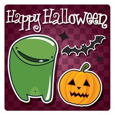 Happy Halloween Card With Cute Monster Royalty Free Stock Photography Happy Halloween Card With Cute Monster Royalty Free Stock Photography