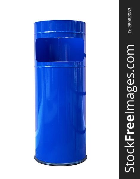 Dark blue refuse bin isolated on a white