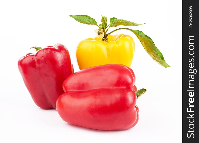 Fresh pepper vegetables on white background