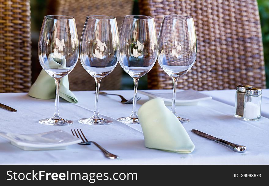 Ready table in the restaurant for the guests