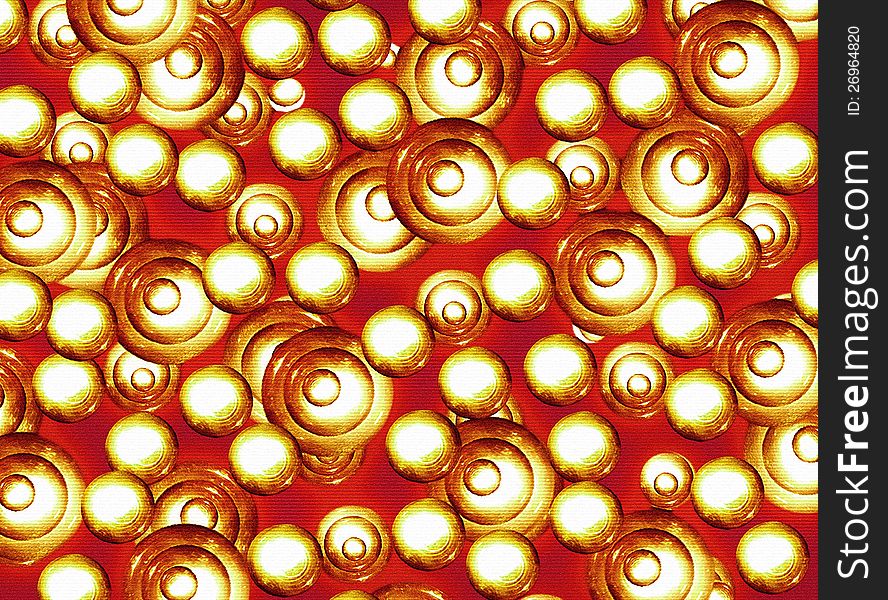 Digital design in warm colors depicting a pile of circles against red backgrounds. Digital design in warm colors depicting a pile of circles against red backgrounds.