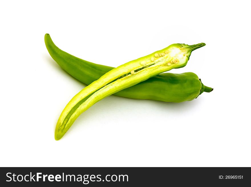 Fresh hot peppers isolated background