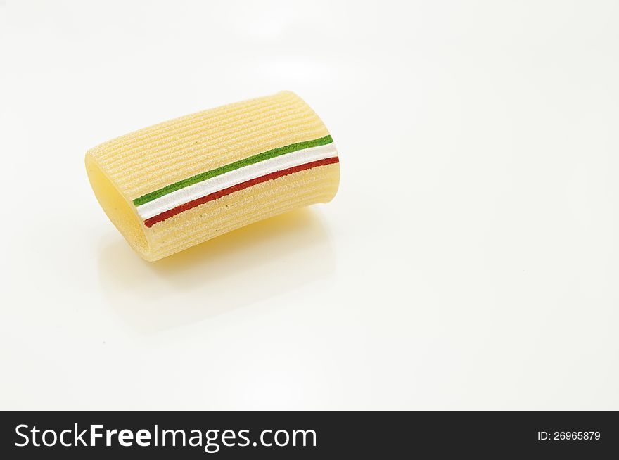 Italian pasta isolated on white background, made in italy. Italian pasta isolated on white background, made in italy