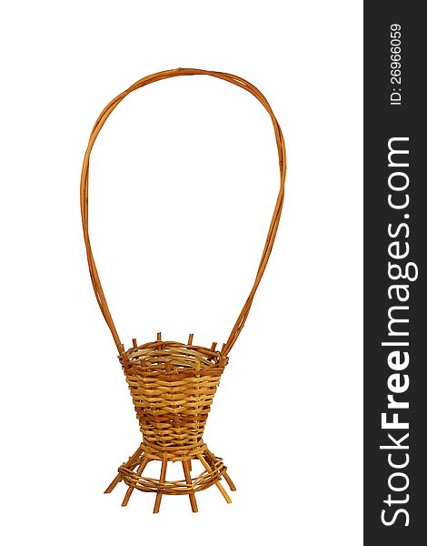 Basket for a bouquet of flowers, woven of yellow willow twigs