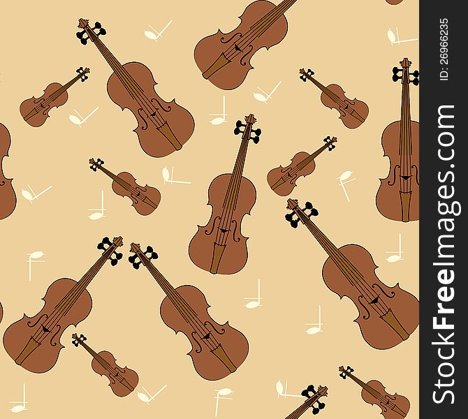 Vector seamless texture of violin music in the Baroque style. Vector seamless texture of violin music in the Baroque style