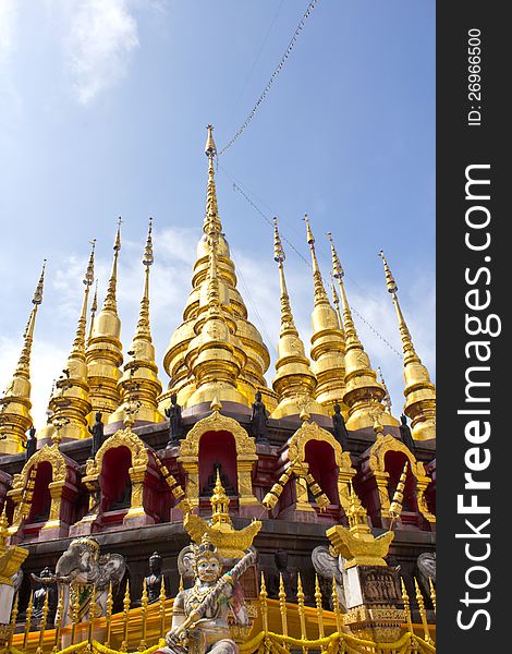Golden pagodas at Phare ,Thailand