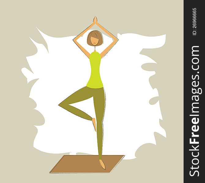 Stylized woman in yoga tree pose. Stylized woman in yoga tree pose.