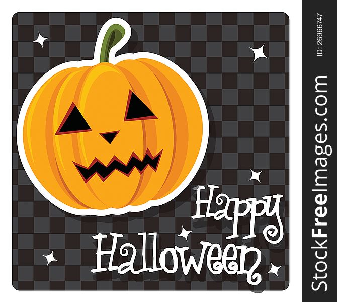 Happy Halloween card with pumpkin, vector. Happy Halloween card with pumpkin, vector
