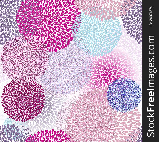 Seamless pattern of bright colorful balls on white background (vector)