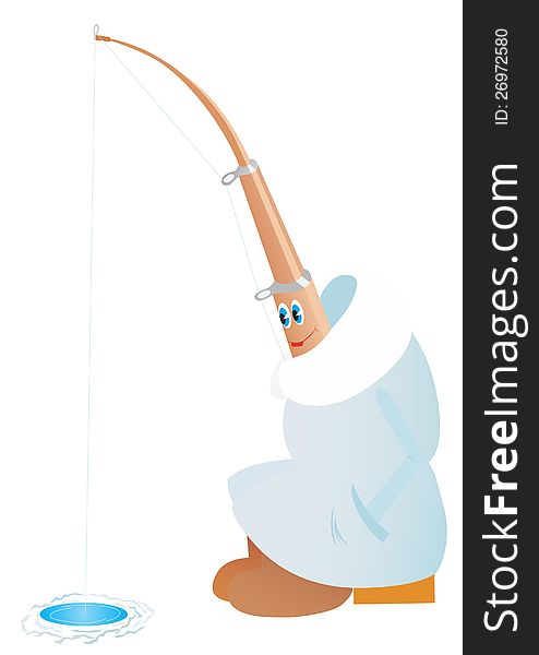 Abstract rod for winter fishing. The illustration on a white background. Abstract rod for winter fishing. The illustration on a white background.