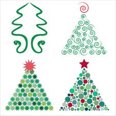 Four Christmas Trees In Royalty Free Stock Photos Four Christmas Trees In Royalty Free Stock Photos