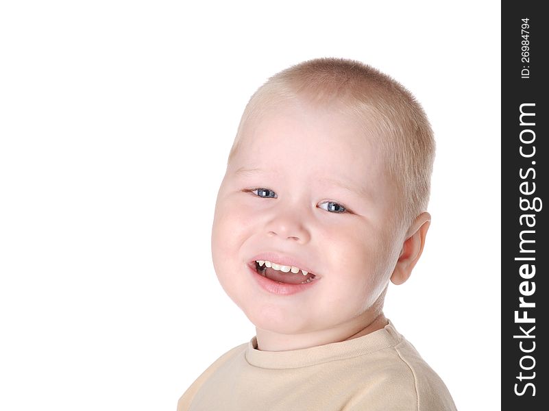 Crying small boy, isolated on white background. Crying small boy, isolated on white background