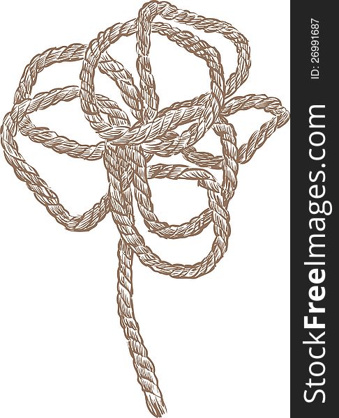 The vector image of abstract flower made of a rope. The vector image of abstract flower made of a rope.