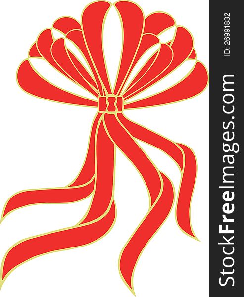 A red bow / ribbon on white background