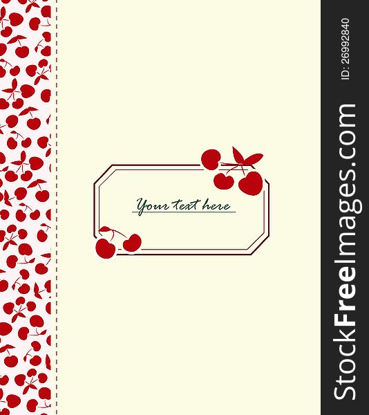 Card With Cherries For Your Design