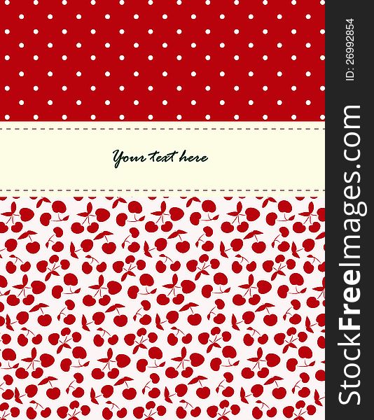 Card with cherries pattern for you design