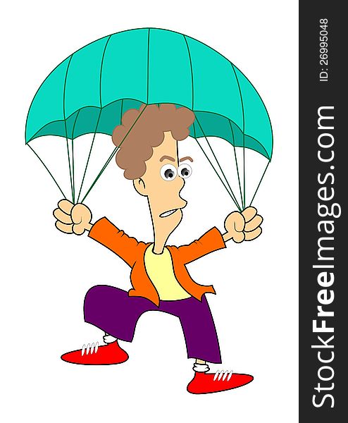 Illustration of a person parachuting. Illustration of a person parachuting