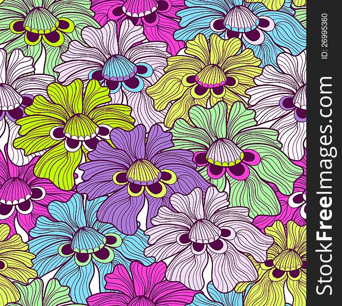 Seamless floral vivid motley pattern with colorful flowers (vector). Seamless floral vivid motley pattern with colorful flowers (vector)