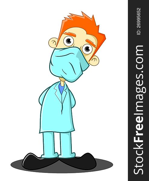 Illustration of doctor wearing a mask. Illustration of doctor wearing a mask