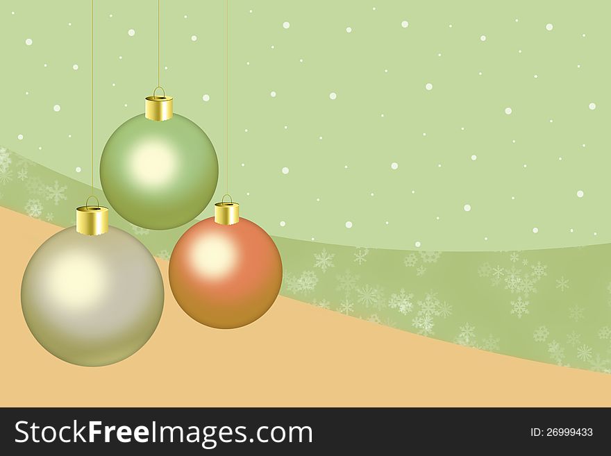 3 Christmas balls. Christmas background.