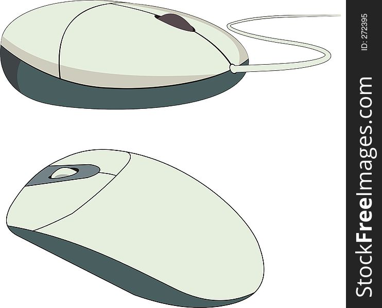 A illustration of two mouse. One wireless and other just optical. A illustration of two mouse. One wireless and other just optical.