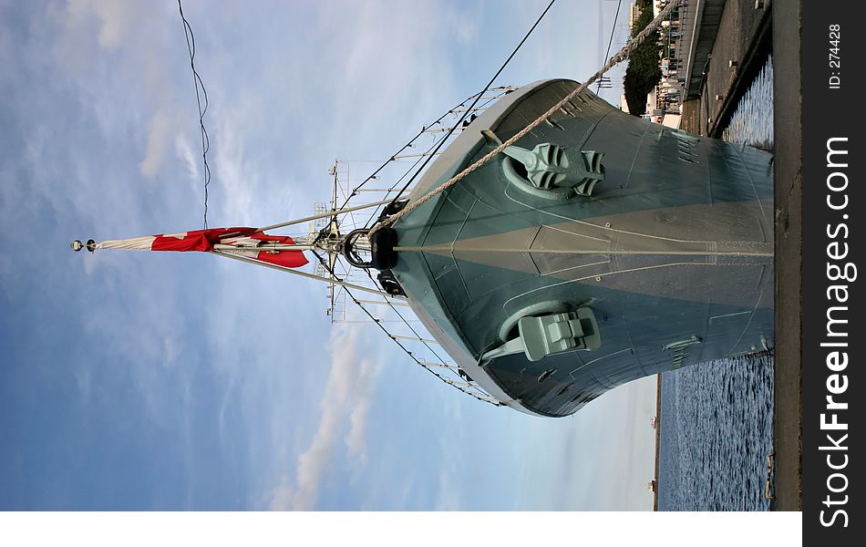 Bow of an old battle ship.