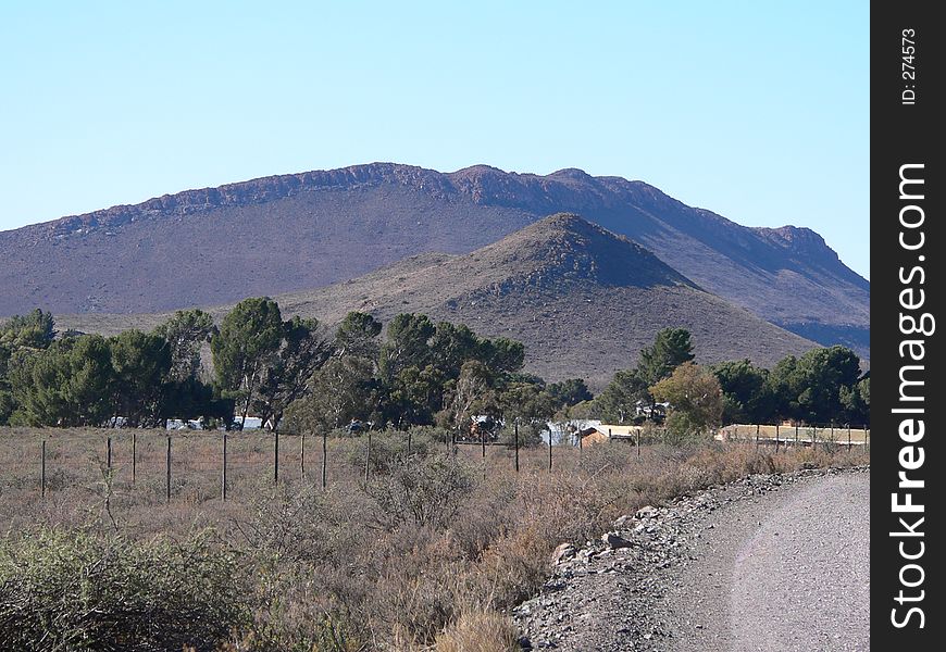 Big mountain with small villige. Big mountain with small villige