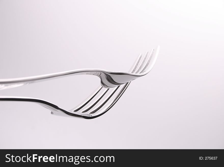 Two fork side by side. Two fork side by side