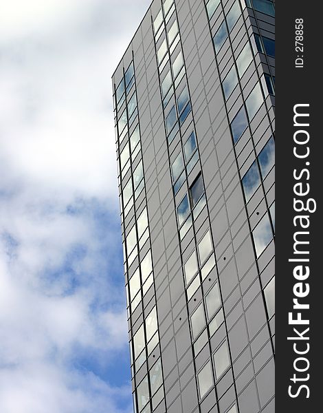 Manchester Office Block Reflecting Blue Sky. Manchester Office Block Reflecting Blue Sky