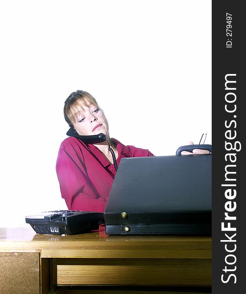 Isolated woman working